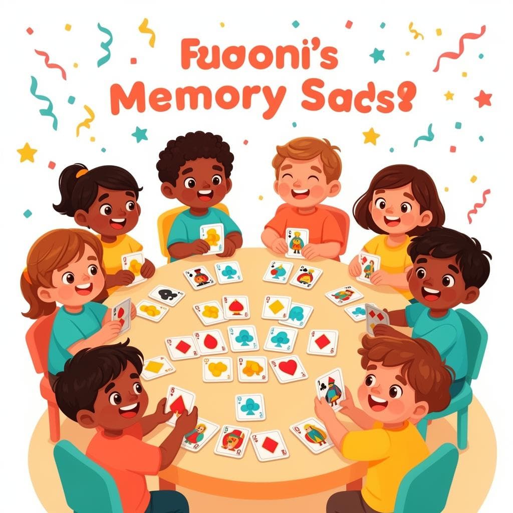 Kids playing fun matching and trivia games together